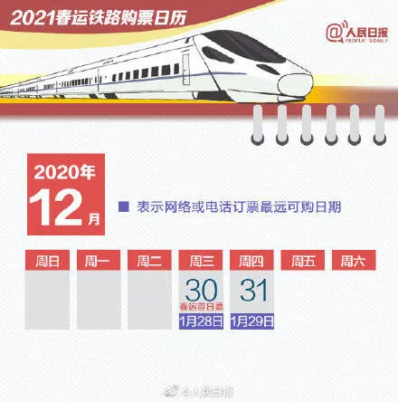 2022春运购票日历 2022春运订票时间表 今天抢哪一天的火车票