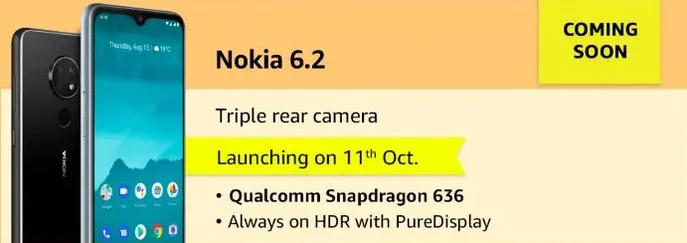 诺基亚6.2将于10月11日登陆印度：骁龙636+后置三摄